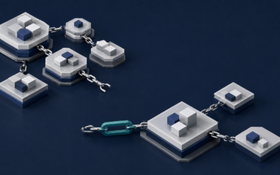 Power Platform delivery ownership represented by a repaired link connecting fragmented delivery pods to one accountable route.