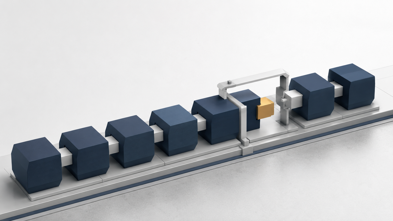 Power Platform delivery coordination represented by interlocking delivery modules with one unresolved connection under clear control.
